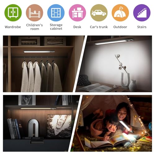 Slim Motion Sensor Under Cabinet Lighting, LED Rechargeable - size: 12 inch-2pack