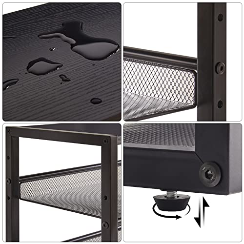 YMYNY 3 Tiers Desktop Printer Stand,17.32 x 13.78 x 11.02 in Black,UHPT001B