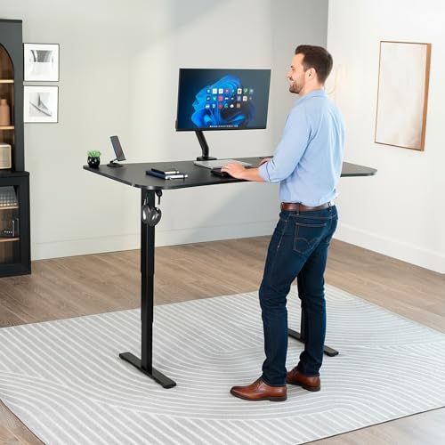 VIVO Black 63 x 32 in Standing Desk, DESK-KIT-2EBAC - color: Black Top + Power / Black Frame, size: 63 x 32 inch
