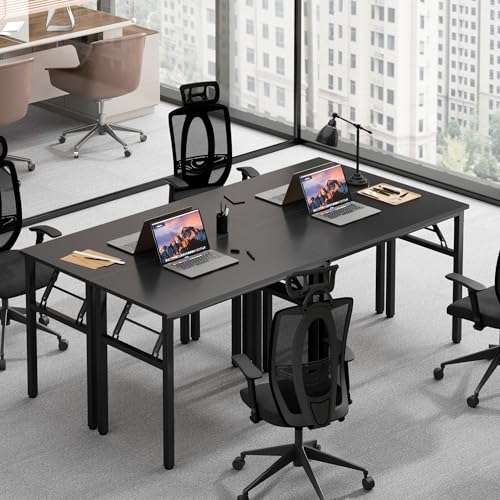 Need Office Computer Desk 35.8 Inch Sturdy Folding Laptop Table Black | Black Frame Writing Gaming Work Table/Foldable Home Office Desk/Sewing Table, No Assembly Required - color: Black & Black Frame, size: 35.8inch