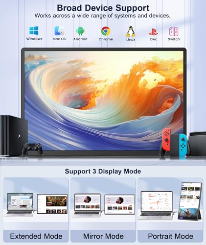16" Laptop Screen Extender, 1920x1200 IPS Portable Monitor - color: Black