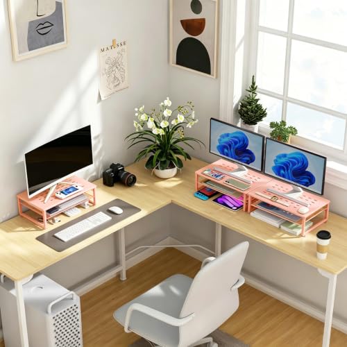 gianotter 2-Tier Metal Monitor Stand Riser - color: Rose Gold