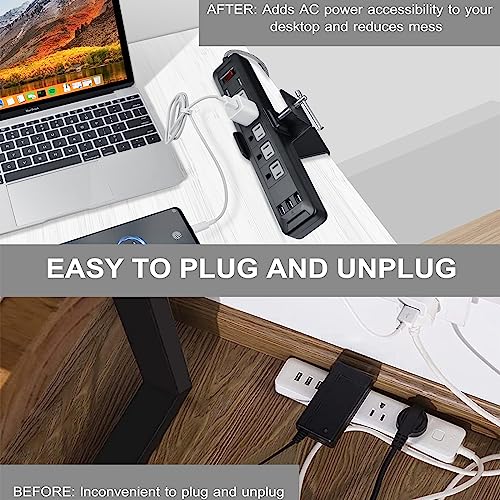 Desk Clamp for Power Strip - Removable Power Strip Holder for Desk Edge - Sturdy Table Clamp - Desk Mount for Power Strip - Fits 1.96" to 2.55" Width - Black - size: Medium