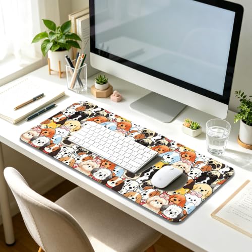 Cute Dog Large Mouse Pad, Puppy Desk Mat for Gaming, Office & Home | 31.5"x11.8"x0.12", HD Print, Long, Extended, Ultra-Smooth Surface, Non-Slip Rubber Base, Stitched Edges, Office Accessories - color: XK12