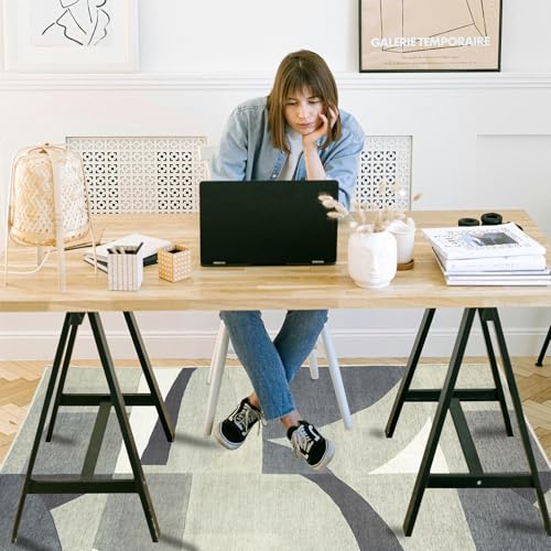 Office Chair Mat for Hardwood Floor, 48"x36" Easy Glide Computer Desk Mat Protector for Rolling Chair Under Desk Rug Nonslip Backing, Machine Wash (Modern) - color: Grey Circle, size: 36"x48"
