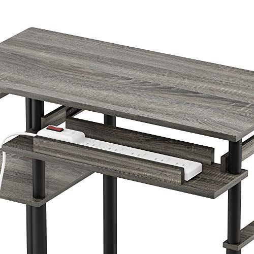 Furinno Abbott Computer Desk with Bookshelf, French Oak Grey/Black - color: French Oak Grey/Black, size: 19 Inch Wide