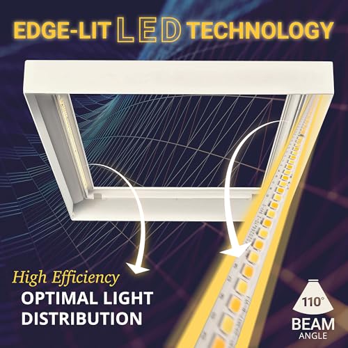 1x1 LED Light Panel Surface Mount Dimmable, 5CCT 2700K-5000K, CRI90 | 1500 Lumen, ETL, 18W, 120V, 2700K/3000K/3500K/4000K/5000K Selectable, Low Profile Square 12" Inch Ceiling Light, Aluminum