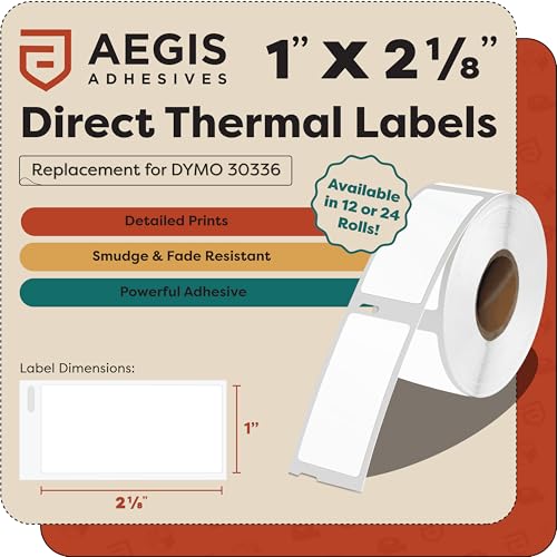 Replacement for DYMO 30336 (12 Rolls, 6000 Labels) 1" X 2 1/8" - size: 1" X 2-1/8" - 30336