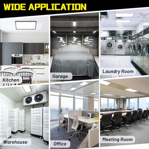 1x2 LED Flat Panel Light Surface Mount 2-Pack, Flush Mount Ceiling Light 24W 2880LM, 5CCT 3000K/3800K/4500K/5200K/6000K, Dimmable Panel Lights Black - color: Black, size: 1Ft. x 2Ft. (2-PACK)