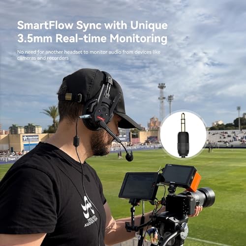 SYNCO Xtalk XPro2 Wireless Intercom Headset System for 2 Users, 500m | Full-Duplex Talk for 2 Users, ENC 2.0, Dual Antennas, 500m Range, 24-Hour Replaceable Battery and 3.5mm Monitoring - size: 2 PCS