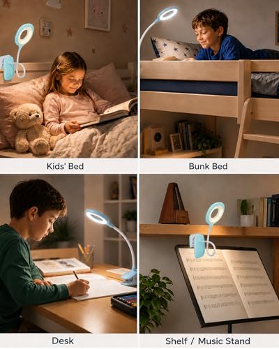 Rechargeable Clip On Reading Light for Bed Headboard, Touch Dimming