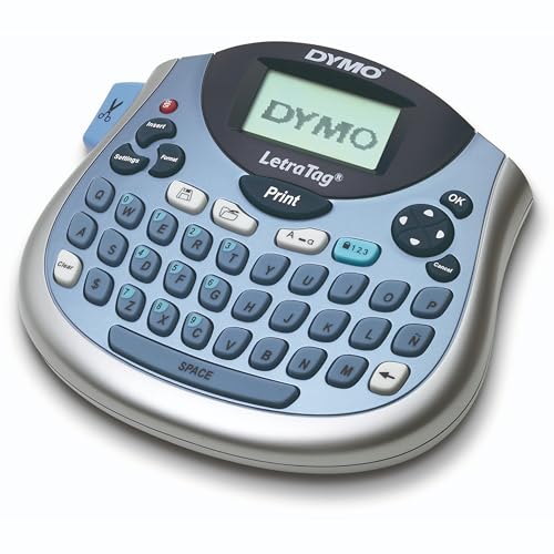 DYMO LetraTag Bundle, Handheld 100T Printer, Portable, QWERTY Keyboard, Includes 13ft Black on White Labels and 13ft Black on Clear Labels - Home Organization, Crafting, Labeling