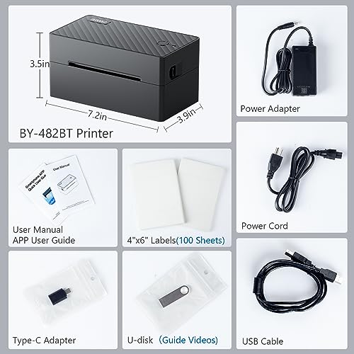 PEDOOLO Label Printer, 4x6 Shipping Label Thermal Printer for Packages, Bluetooth Conection and Compatible with Android, iPhone, Windows, Mac, Chromebook, Amazon, UPS, USPS, FedEx, Shopify