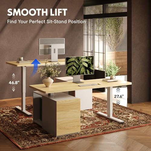 FLEXISPOT 55" Executive Standing Desk with Drawers & CPU Cabinet - color: White Wood Grain, size: 55"x28"