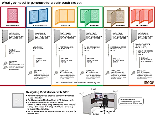 GOF Office Partition Single Full Fabric Panel (24" w x 60" h) - size: 24"w x 60"h