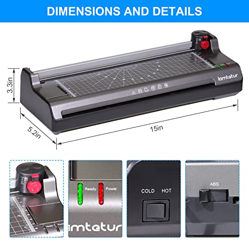 Lamtetur A3 Thermal Laminator Machine with 70 Letter Size Laminating Sheets | 11X17 Laminating Machine For Office Home School Teacher,13 inch Hot&Cold Lamination 3-5Mil With Paper Cutter,Corner Rounder