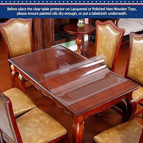 Multi-Size Table Protector - Clear Plastic Tablecloth, Waterproof Wipeable Vinyl PVC for Rectangle Dining Tables, Desk Pad, Furniture Protector - 24" 36 Inch 60 X 91CM - color: New Version Clear Color, size: 36" x 24"