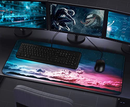 Large Mouse Pad, Gaming Mousepad, 31.5x15.7x0.12 in Extended Mouse Mat - color: Rosy Clouds, size: 31.5L x 15.7W inches
