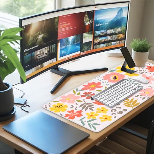 iCasso Desk Matt for Desktop,Cute Desk Pad Mat,Flowers Leaves - color: Flowers Leaves