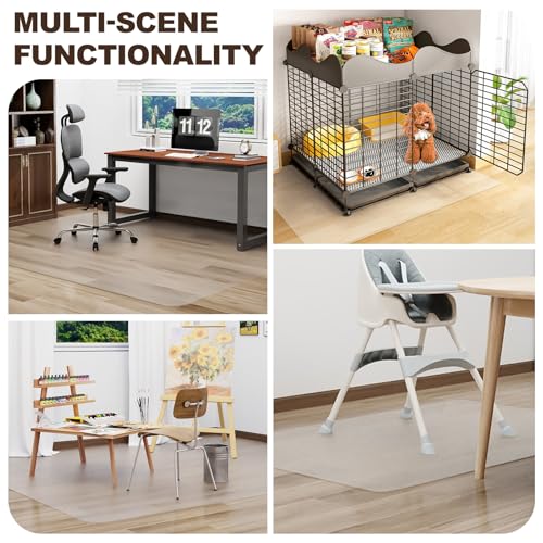 Upgraded 2mm Thick Clear Office Chair Mat, 59"x75" Vinyl Floor Mat - color: Clear, size: 60"x75"