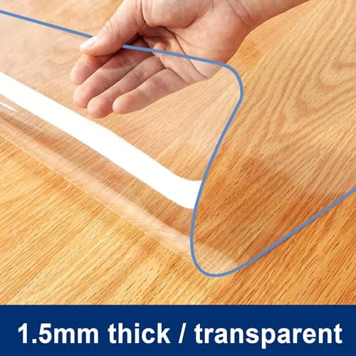 Clear Table Protector 21x19in, 1.5mm Thick Plastic Table Cover, Waterproof PVC Clear Table Cover Protector, Desk Mat Writing Desk Pad for Desktop, Coffee & Dining Room Tabletop - color: 1.5mm Desk Pad Mat, size: 21x19in