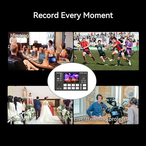 Mixer Plus Compact Video Switcher 4 HDMI with 4''Built-in Screen, Portable Live Streaming Switcher for Multi-Camera, Online Class, Event, YouTube, OBS, Zoom