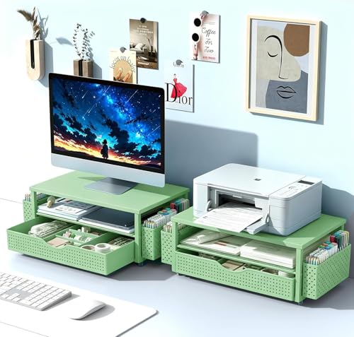 Desk Organizers and Accessories, Printer Stand with Storage, Sage Green - color: Sage Green