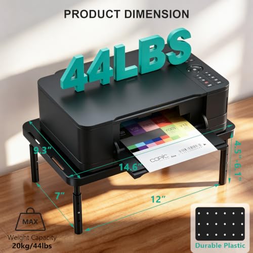 WALI Computer Monitor Stand for Desk, Adjustable Laptop Riser, up to 44 lbs | Monitor Riser Under-Desk Storage, Fits Monitors, Laptops, Printers, for Home, Office, School Supplies (PTT001), 1 Pack, Black - color: Black, size: 14.6"L * 9.3"W