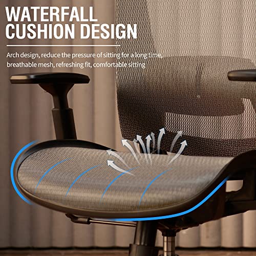 Ergonomic Mesh Office Chair,Comfy Computer Desk Chair - BIFMA 5.1 Certified Commercial Swivel Task Chair for Home Office - Adjustable Lumbar Support & Armrests,Tilt Function,Wide Seat - color: Charcoal