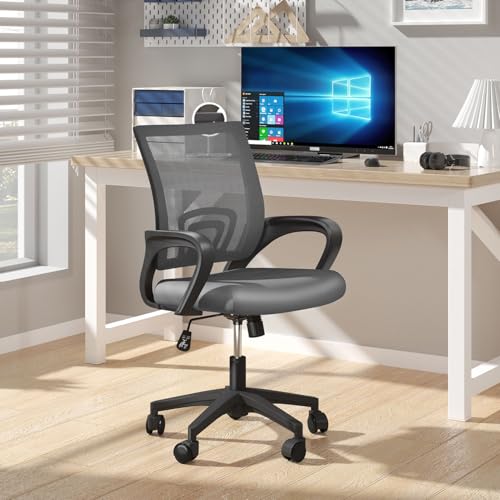 OS MOTOR Ergonomic Mid-Back Mesh Office Chair (Light Gray, 2 Pack) - color: Light Gray, size: Double Chairs