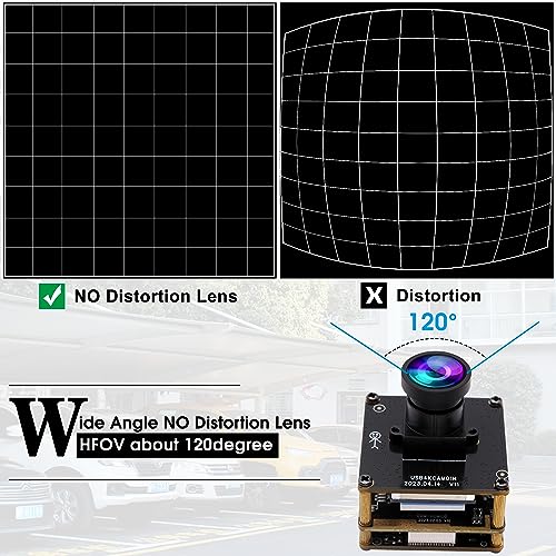ELP 4K HDMI USB Camera - Wide Angle, 2X Digital Zoom, H.265, 8MP, UVC USB2.0 for Laptop & Monitor - color: 120degree no distortion lens