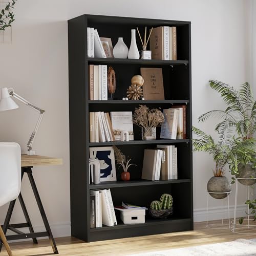 Farini 60 Inch Tall Bookcase,5 Shelf Bookshelves,Adjustable Bookshelf for Home Office,Black - color: Black, size: 5 shelf