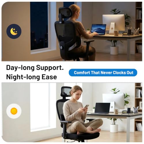 Ergonomic Office Desk Chair, High Back Breathable Mesh Computer Chair, 3D Lumbar Support, 2D Headrest & 3D Armrests, 300lbs Heavy Duty Task Chair for Home Office Work Gaming, Black - color: Black
