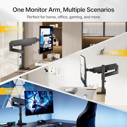 monTEK Tall Single Monitor Arm for 17 to 45 Inch Screen, Holds 35 Lbs - size: Single Mount