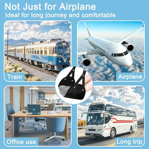 Aksiko 2 Pack Airplane Travel Footrest Hammocks, Adjustable, Black, Memory Foam, Foot Hammock for Airplane Travel