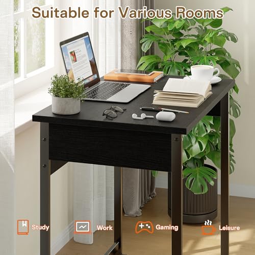 ALISENED 30 Inch Computer Desk, Compact Study Desks for Small Spaces, Small Home Office Desks, Sturdy and Stable, Easy to Assemble, Black - color: Black, size: W-30in