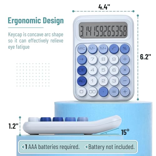 Mr. Pen- Mechanical Switch Calculator, 12 Digit Large LCD Display | Sky Blue with Big Buttons, Mechanical Switch Calculator for Home, School, Office - color: Twilight