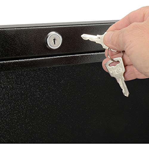 Global Industrial Wall Mounted Fold Down Shop Desk with keyed Lock, Black