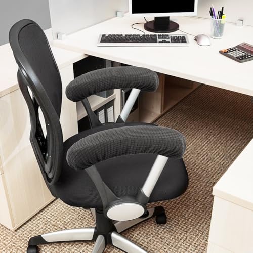 Kakalote Stretchable Office Chair Armrest Covers, 1Pairs Removable Arm Rest Slipcovers Elastic Arm Covers Protectors for Office, Desk, Gaming Chairs(Dark Grey-No Padding) - color: Dark Grey