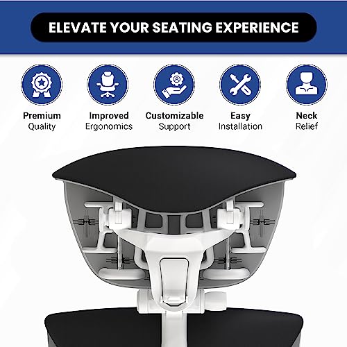 OFFICE LOGIX SHOP Embody Headrest Compatible with Herman Miller Embody Chair (Black Rythem Fabric/White Frame) - color: Black Rythem Fabric/White Frame