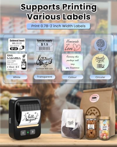 Label Maker Machine with Tape, Bluetooth 2 Inch Thermal Label Printer
