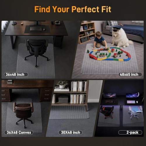 Clear Office Chair Mat 36" x 48" for Low-Pile Carpet - size: 36" x 48" (for low-pile carpet)