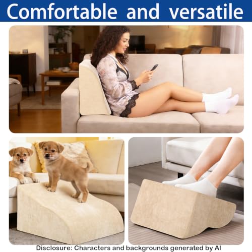 Foot Rest for Under Desk at Work, Ergonomic Under Desk Footrest with Washable Cover for Office, Home & Gaming Leg Elevation Pillow Beige - color: E-beige