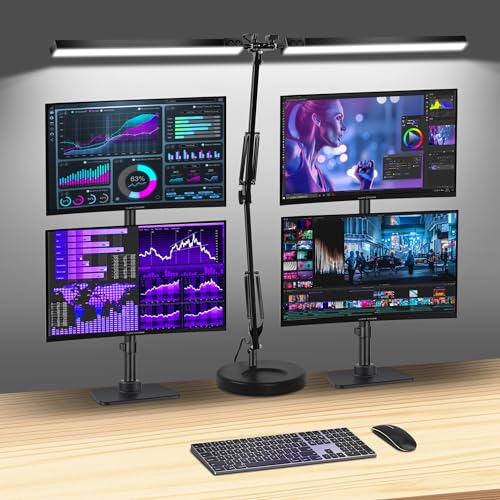 2-in-1 LED Double Head Desk Lamps for Home Office,24W Brightest Workbench Light,Eye-care Architect Desk Lamp with Clamp Base,3 Colors 10 Dimming Swing Arm Computer Desktop Light for Reading/Study