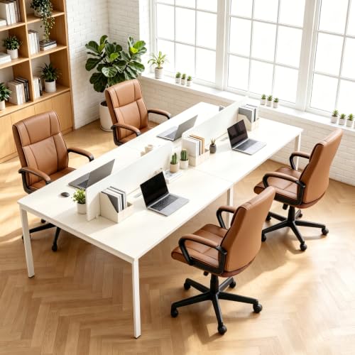 Office Desk Chair Set of 2 Conference Room Chairs Modern Ergonomic Executive Swivel Chair Adjustable Height PU Leather Home Desk Chair with Armrests Comfy Computer Task Chairs with Wheels - color: Brown, size: Set of 2