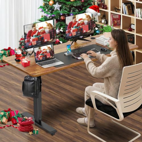 farexon 55x24In Electric Adjustable Standing Desk with Mouse Pad, Brown - color: Brown, size: 55 x 24''