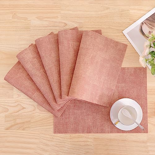 Homaxy PU Faux Leather Placemats for Dining Table, Set of 6, Pink - color: Pink