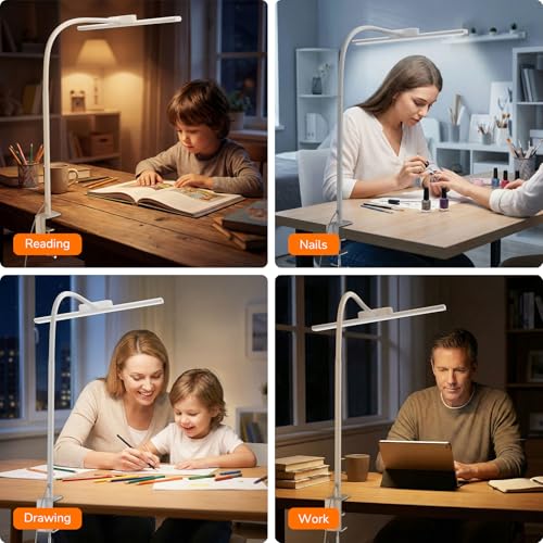 Lepro Desk Lamp with Clamp, Led Clip on Desk Lights for Home Office, White - color: White