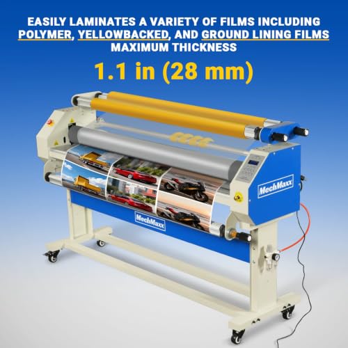 65" Full-Auto Cold & Heat Assisted Laminator Machine with 4 Trimmers, Max Speed 40ft/min, 63" Max Width, 1.1" Max Thickness, Infrared Heating, (Requires Air Compressor, Not Included),1700-B2