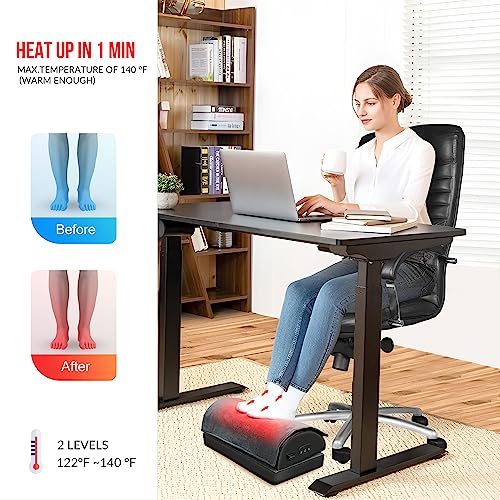 Snailax Heated Footrest Under Desk, Adjustable Foot Rest with Vibration - color: Black